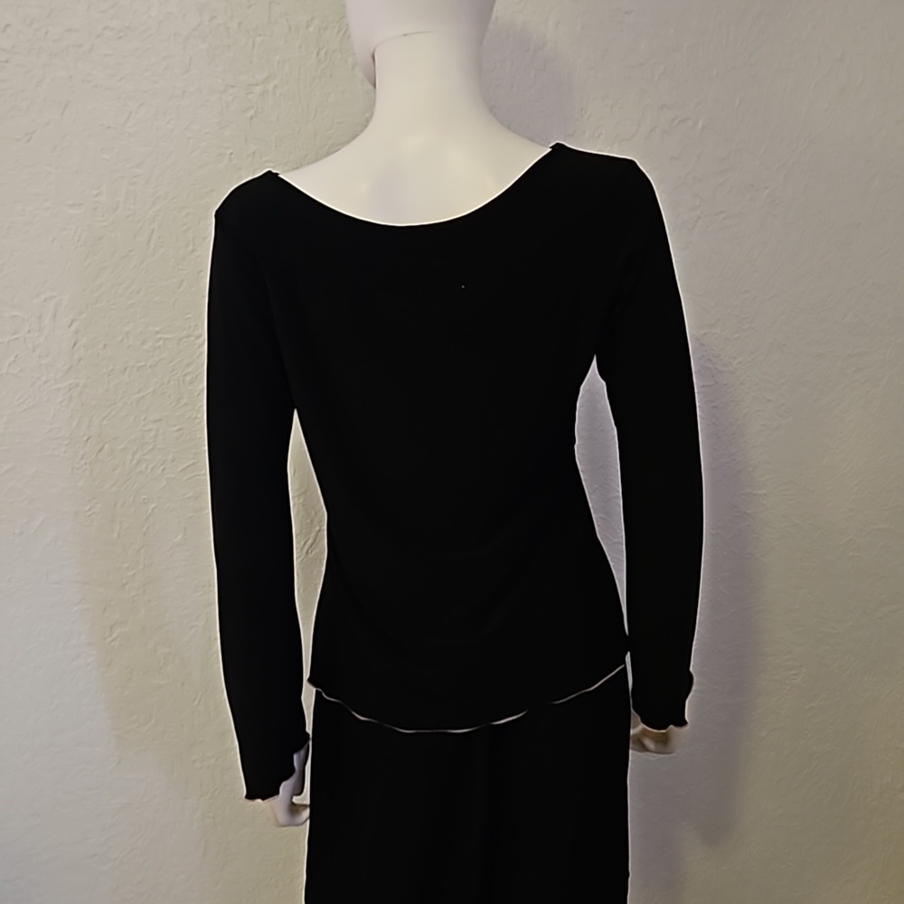 DRESSBARN Coquette Black Pink Floral Long Sleeve Boat Neck Blouse - Picture 5 of 7